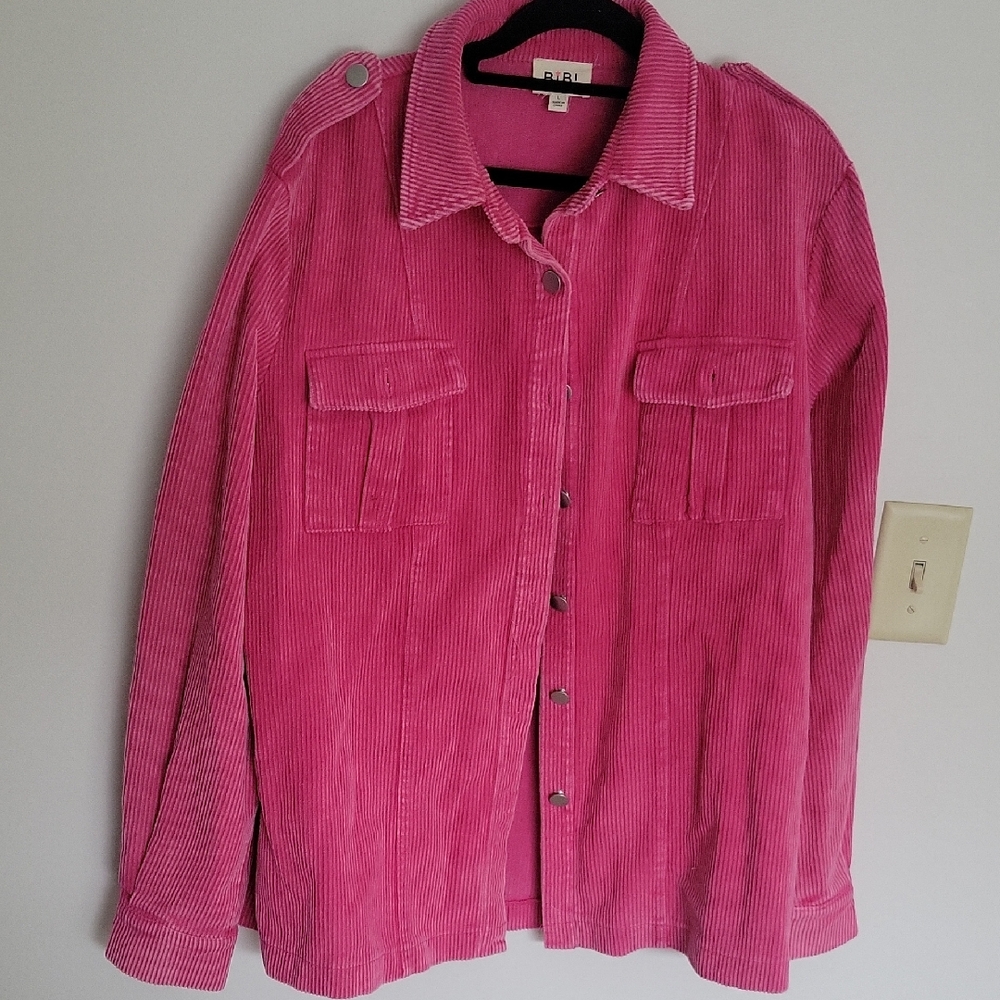 Pink Corderoy Shacket Sz L NWOT